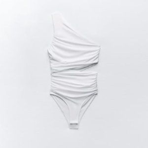 NWT Zara White Cut-out Bodysuit